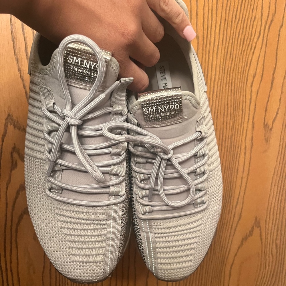 SOLD!! Steve Madden Maxima Grey Rhinestone Sneakers